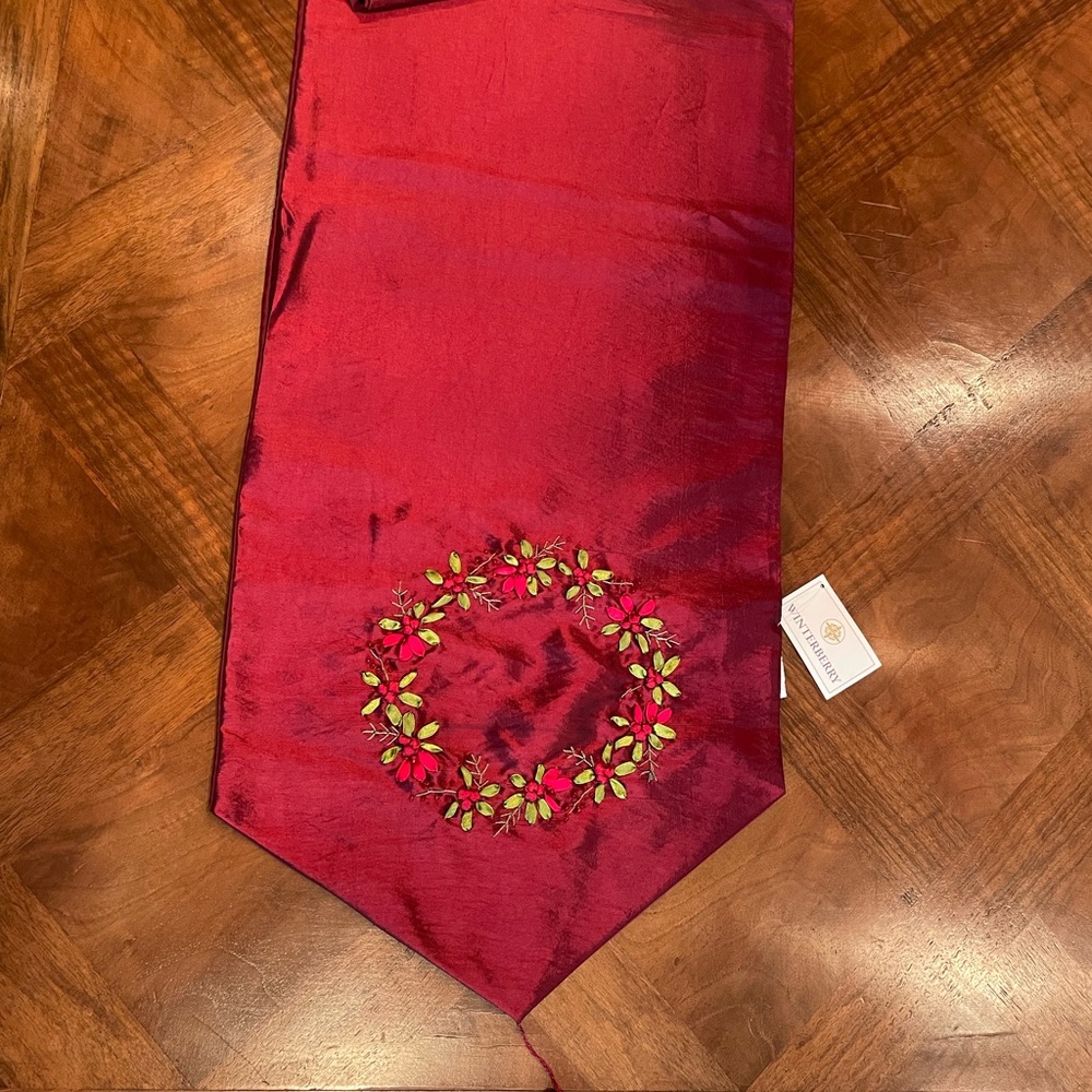 Iridescent Burgundy Holiday Table Runner 70” x 13”